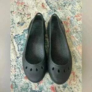 Crocs Women's Kadee Eyelet Ballerina Shoes Flats in Black 8